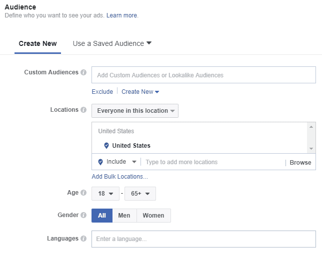  Facebook ads Choose Audeince