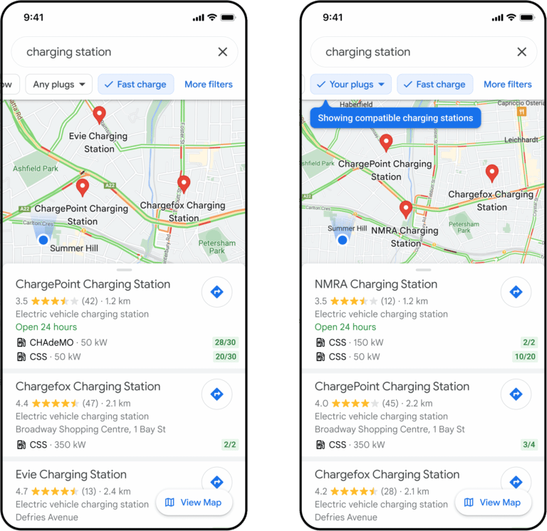 Google Maps adds EV charging filters and wheelchair accessibility