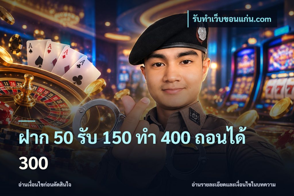 ฝาก 50 รับ 150 ทํา 400 ถอนได้ 300