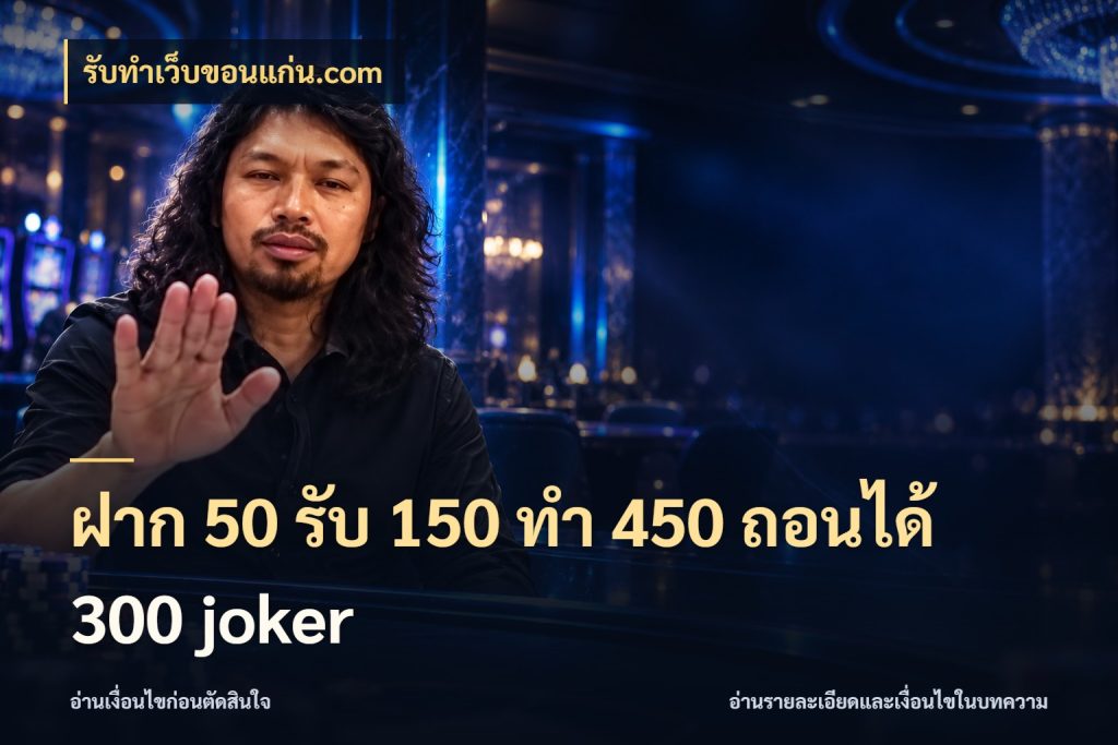 ฝาก 50 รับ 150 ทํา 450 ถอนได้ 300 joker สนุกกับตัวเลือกโปรในสไตล์ของคุณ ในมุม รับทําเว็บขอนแก่น.com