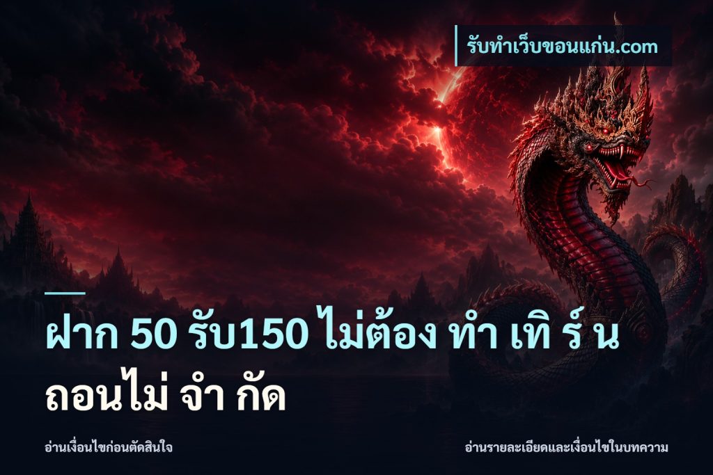 ฝาก 50 รับ150 ไม่ต้อง ทํา เทิ ร์ น ถอนไม่ จํา กัด
