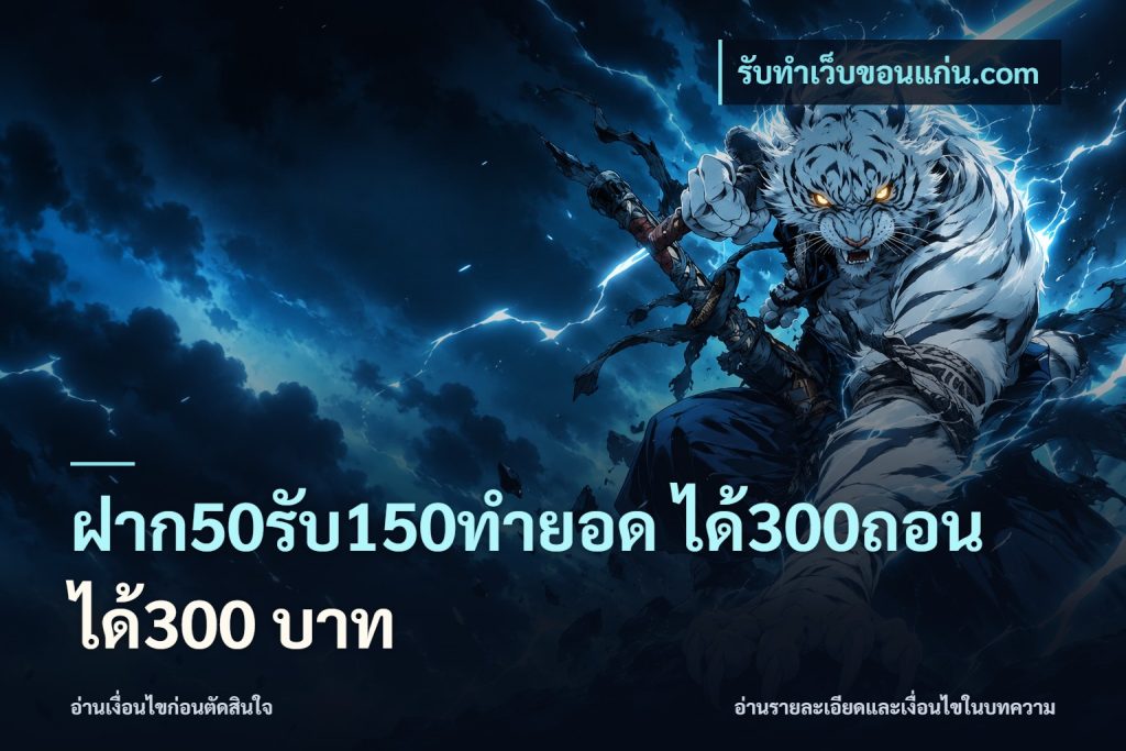 ฝาก50รับ150ทำยอด ได้300ถอนได้300 บาท