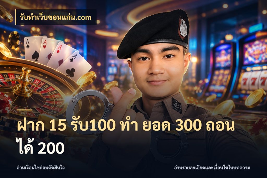 ฝาก 15 รับ100 ทํา ยอด 300 ถอนได้ 200 เครดิตกับรูปแบบโปรที่ตรงใจ ในมุม รับทําเว็บขอนแก่น.com