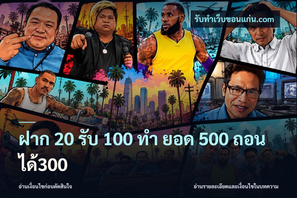 ฝาก 20 รับ 100 ทํา ยอด 500 ถอนได้300