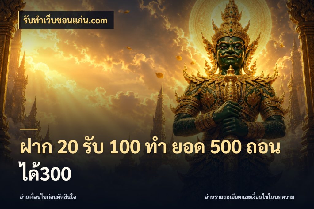 ฝาก 20 รับ 100 ทํา ยอด 500 ถอนได้300 รับทําเว็บขอนแก่น.com โปรกับเกมที่ชอบเลือกให้ตรงสไตล์